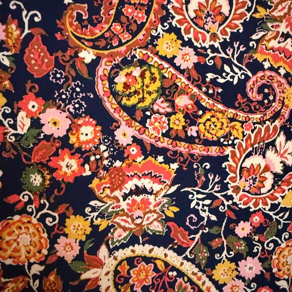 CeCe Womens Paisley Print Top Shirred Sleeve Navy Blue Medium - Picture 2 of 6